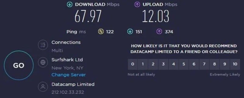 HideMyAss HMA Test Geschwindigkeit USA