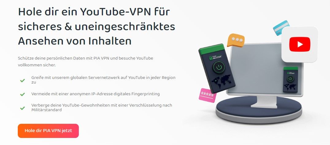 Private Internet Access PIA bestes VPN YouTube