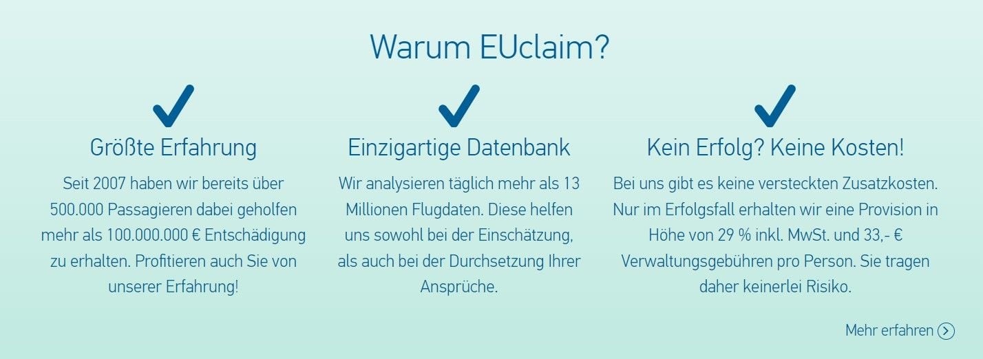 Euclaim Erstattung Verspätete Flüge