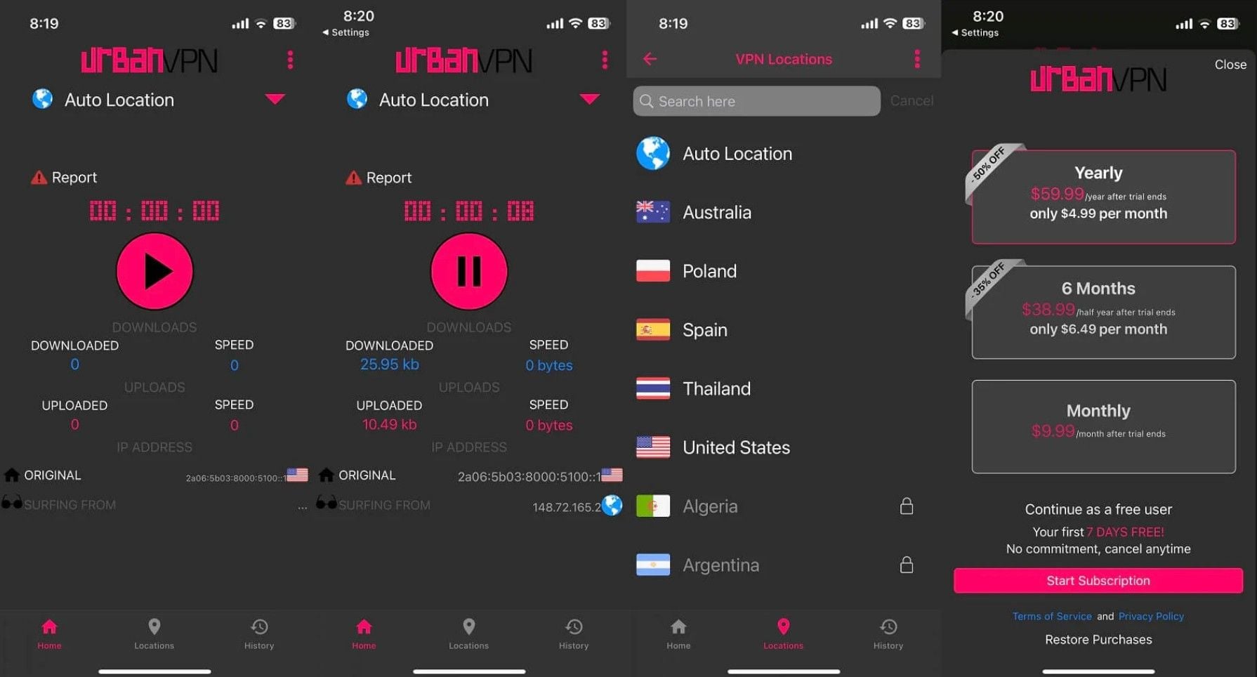 Urban Vpn Test Bewertung App Benutzeroberfläche Mobile Anwendung