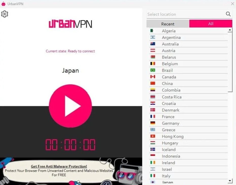 Urban Vpn Test Bewertung App Benutzeroberfläche