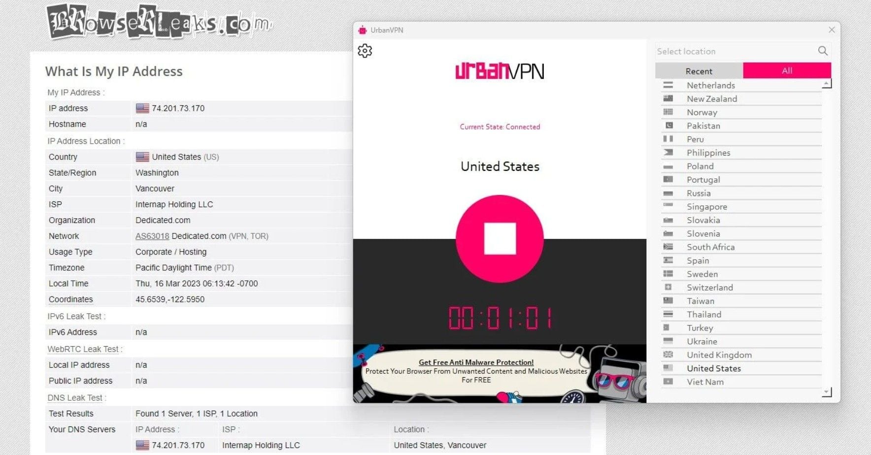 Urban Vpn Test Bewertung Ip Dns Leaks Browserleaks.com