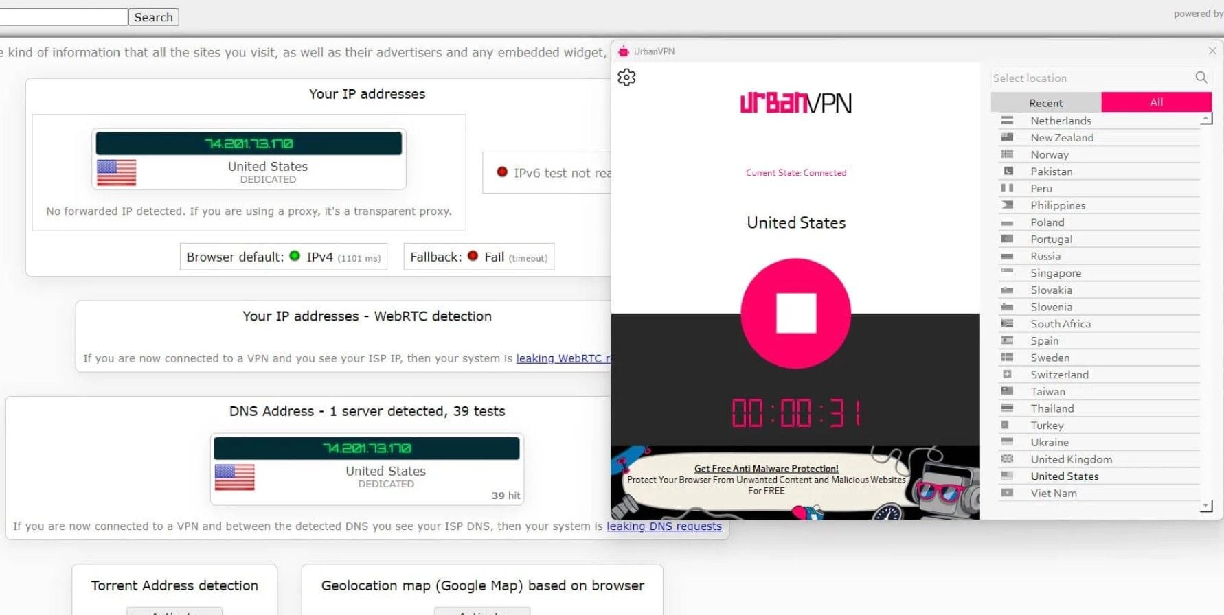 Urban Vpn Test Bewertung Ip Dns Leaks Ipleak.net