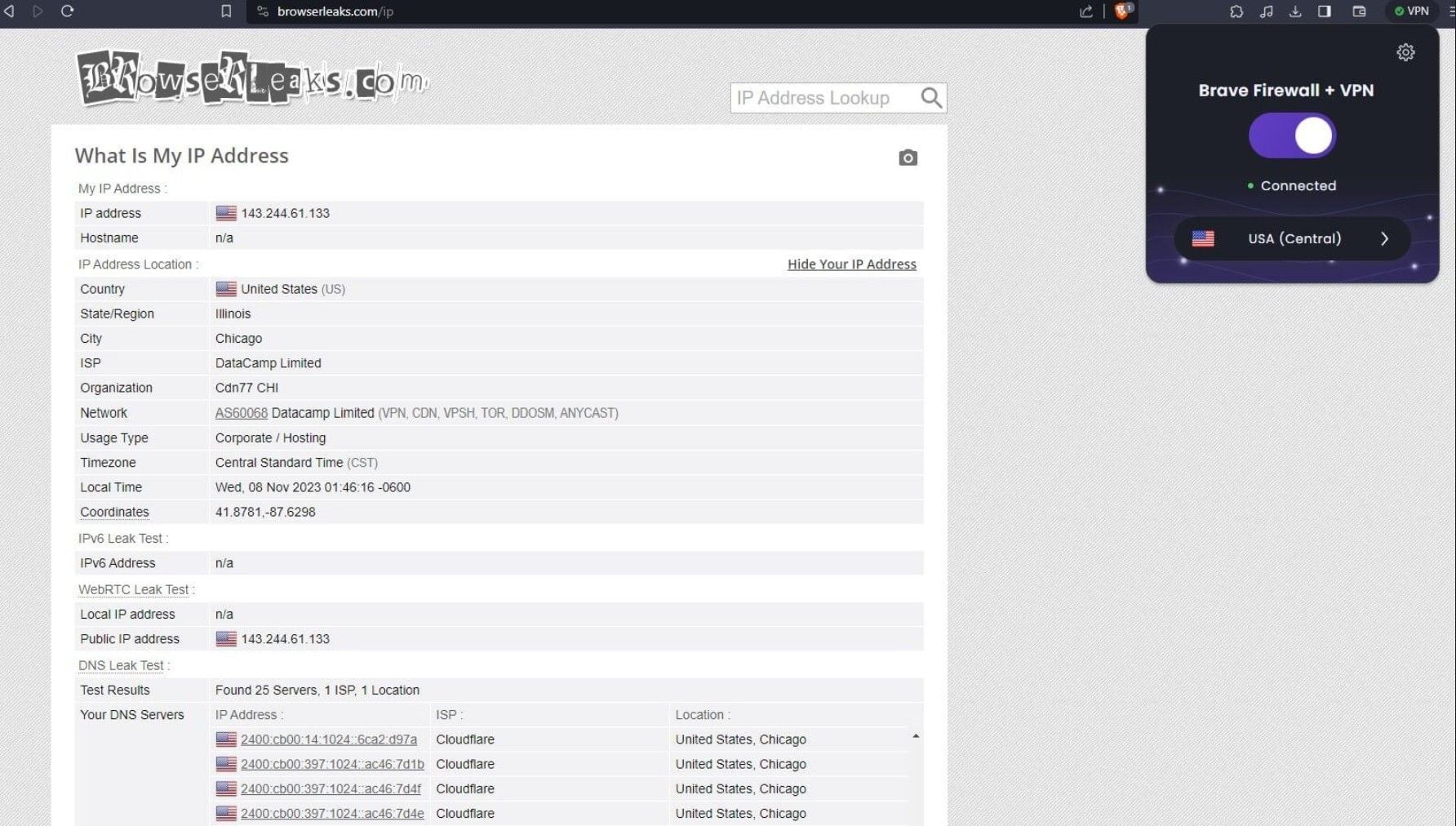 Brave Vpn Test Bewertung Ip Dns Leaks Browserleaks.com