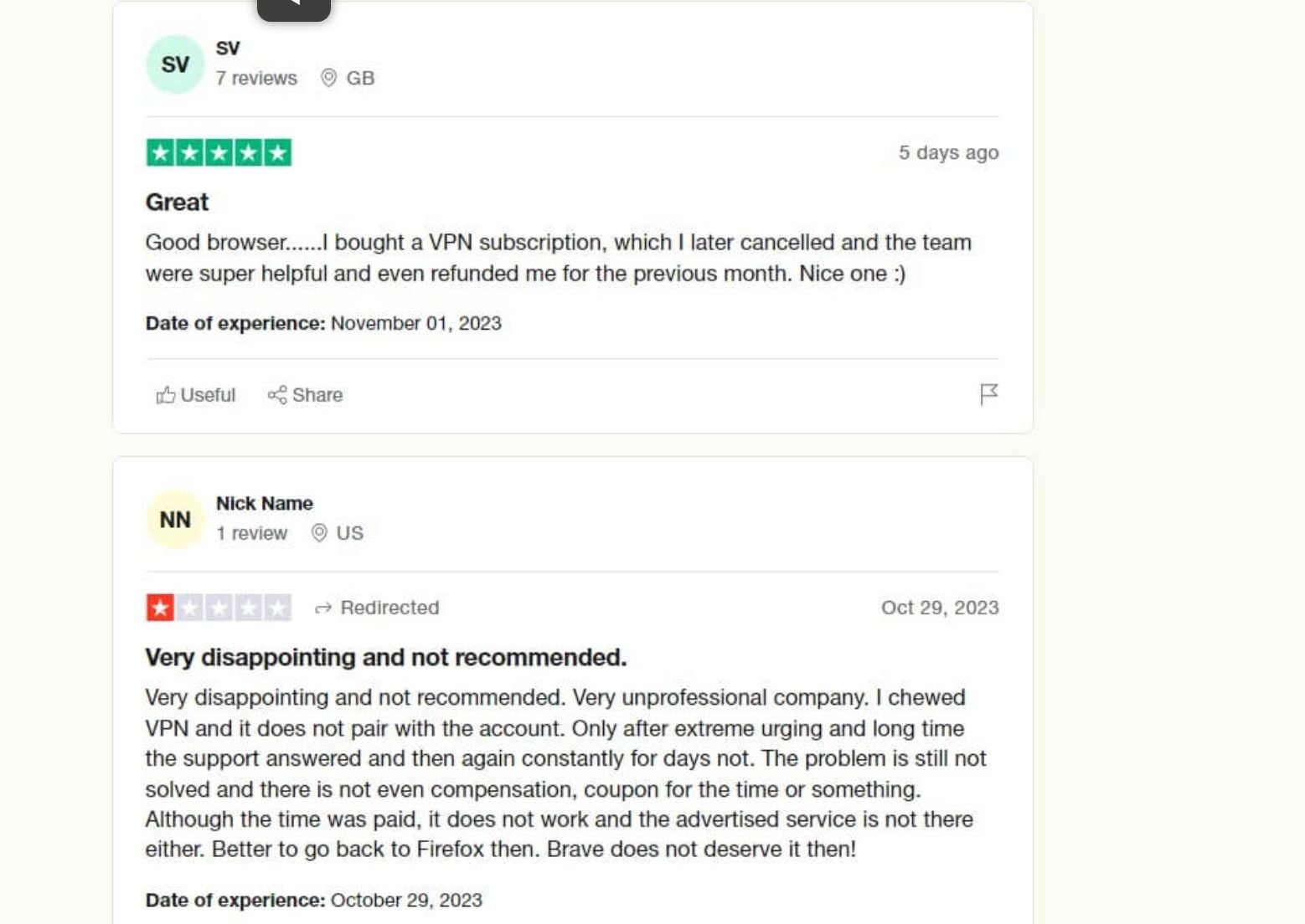 Brave Vpn Test Bewertung Trustpilot