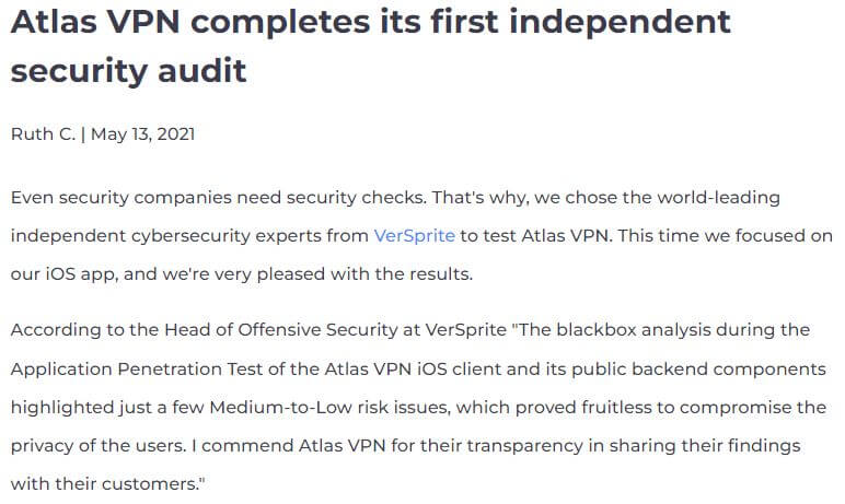 Atlas VPN Audit