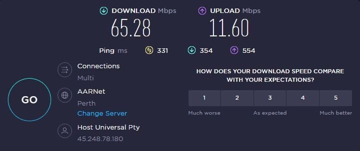 ExpressVPN Australia Speeds