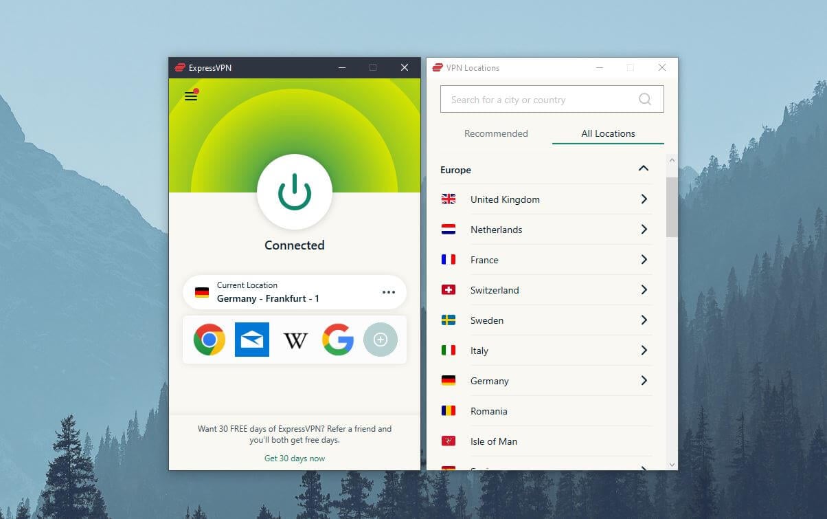 ExpressVPN Germany Connected
