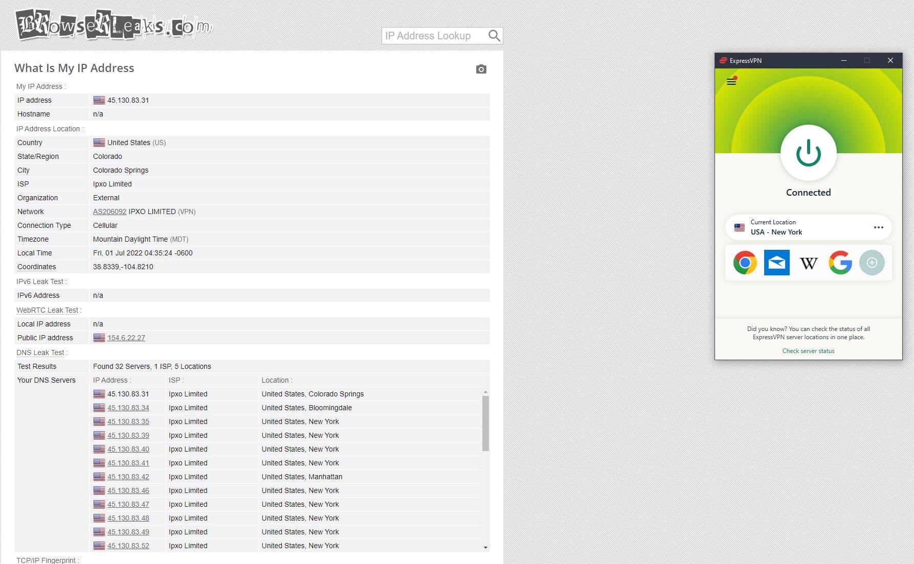 ExpressVPN US IP Leak 2