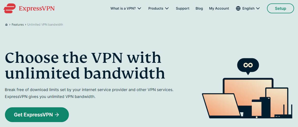 Ancho de banda ilimitado de ExpressVPN