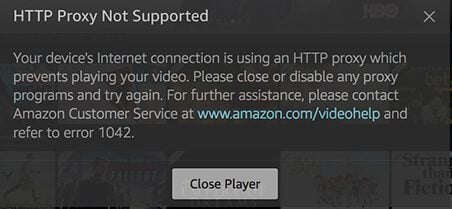 HTTP Proxy Error Amazon Prime Video