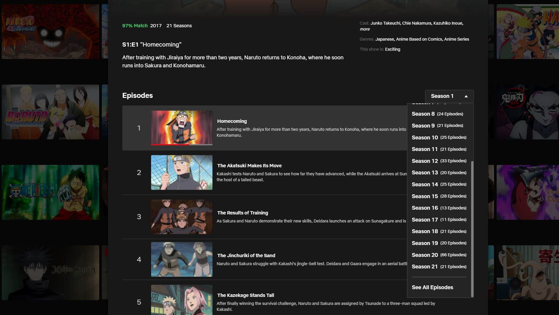 How many episodes or seasons are there on Naruto, and are they on Netflix?  - Quora