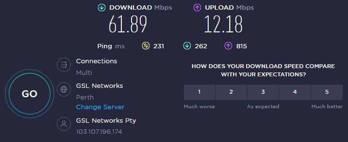 Nordvpn Australia velocidades