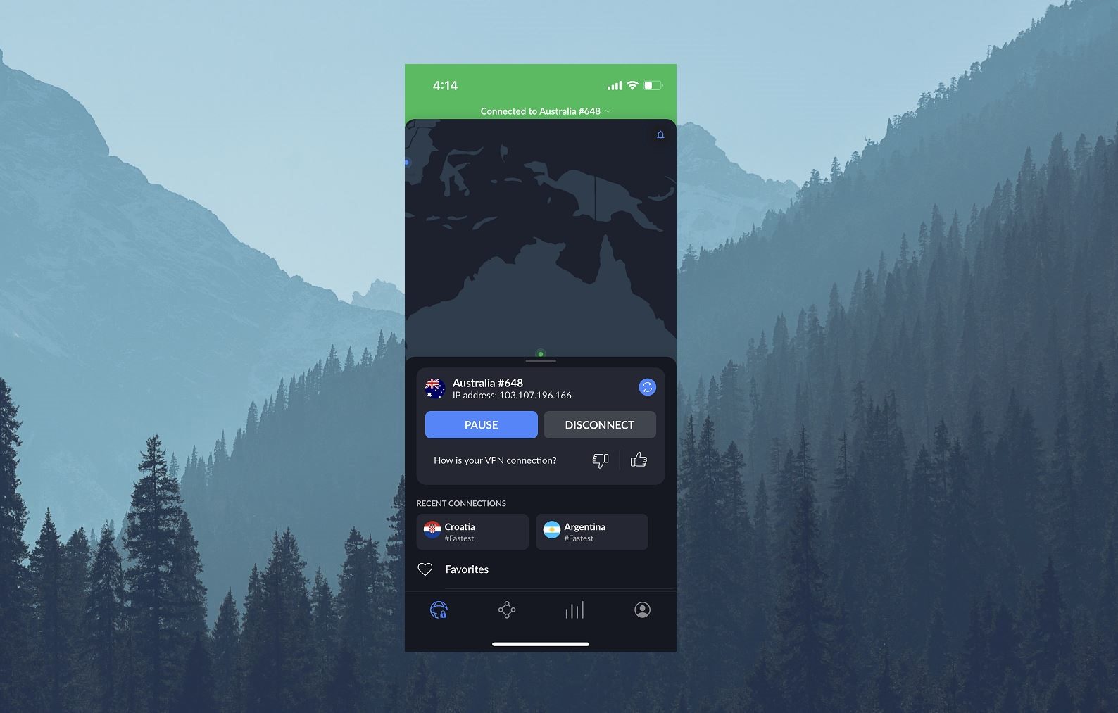 NordVPN Mobile App Connected