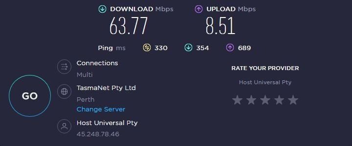 Surfshark Australia Speeds