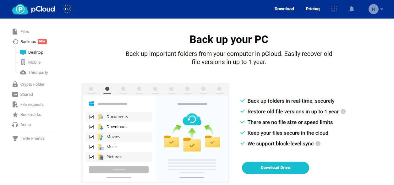 pCloud Backups