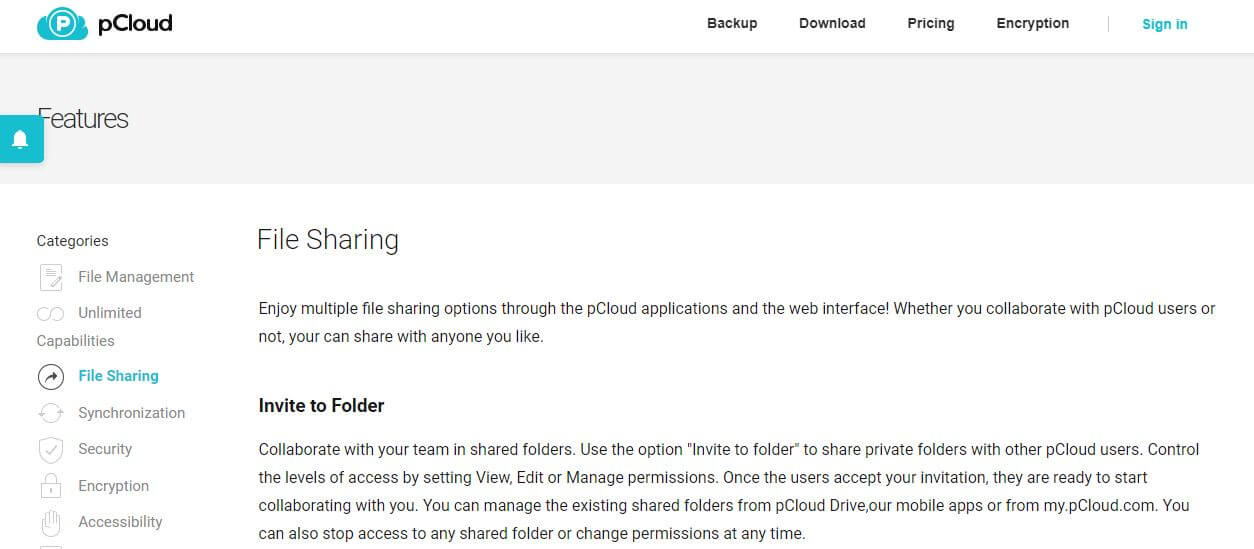 pCloud Sharing