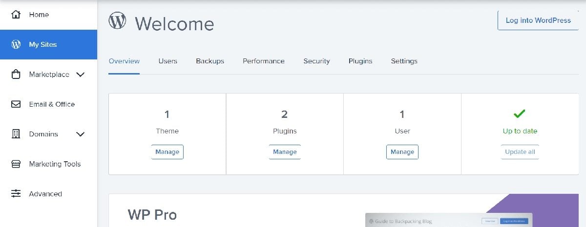 Bluehost Dashboard