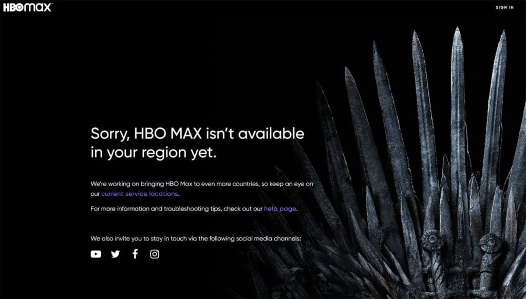 HBO Max Not Available Region