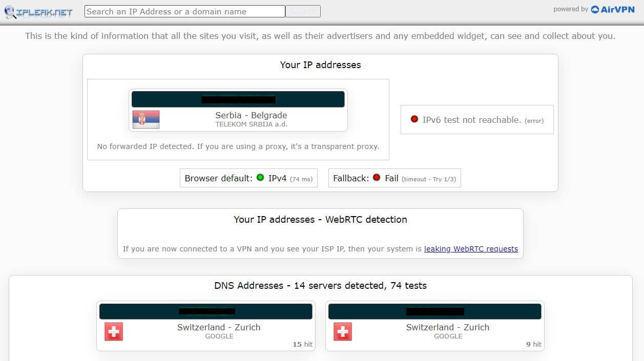 Nativo de prueba de fuga de IP