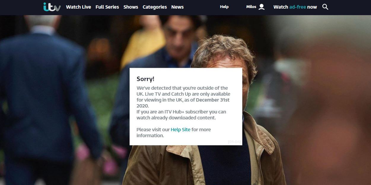 ITV Error Message