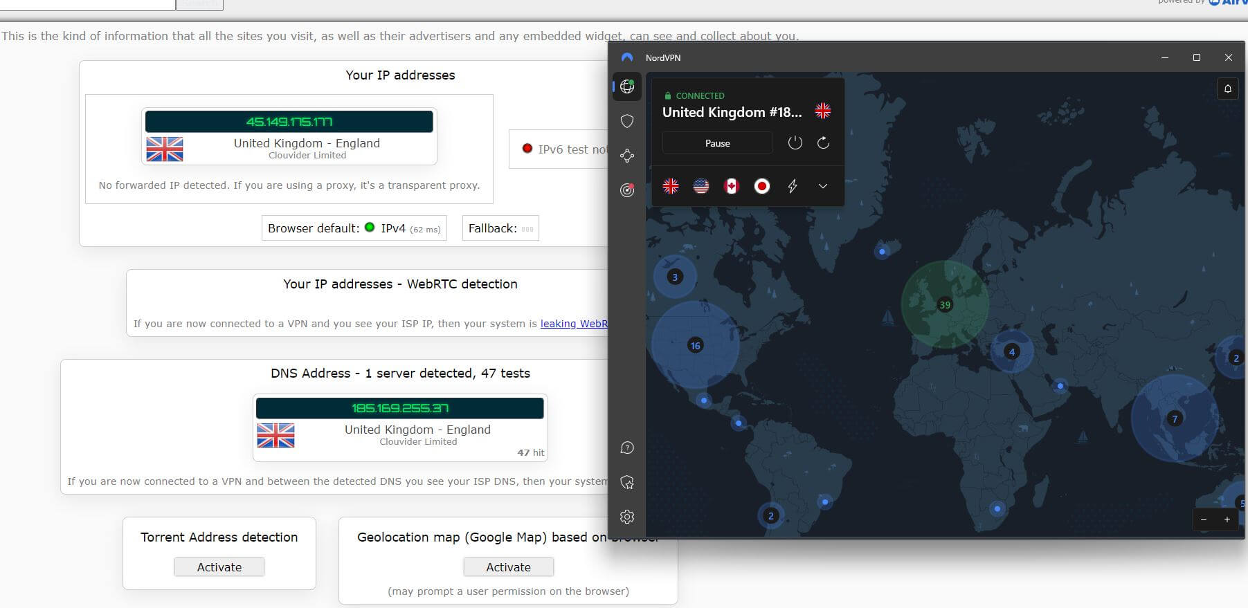 NordVPN IP Leak Test 2