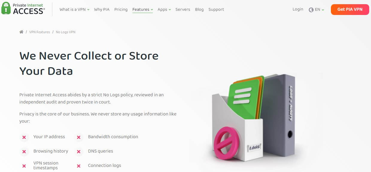 PIA VPN No Logs