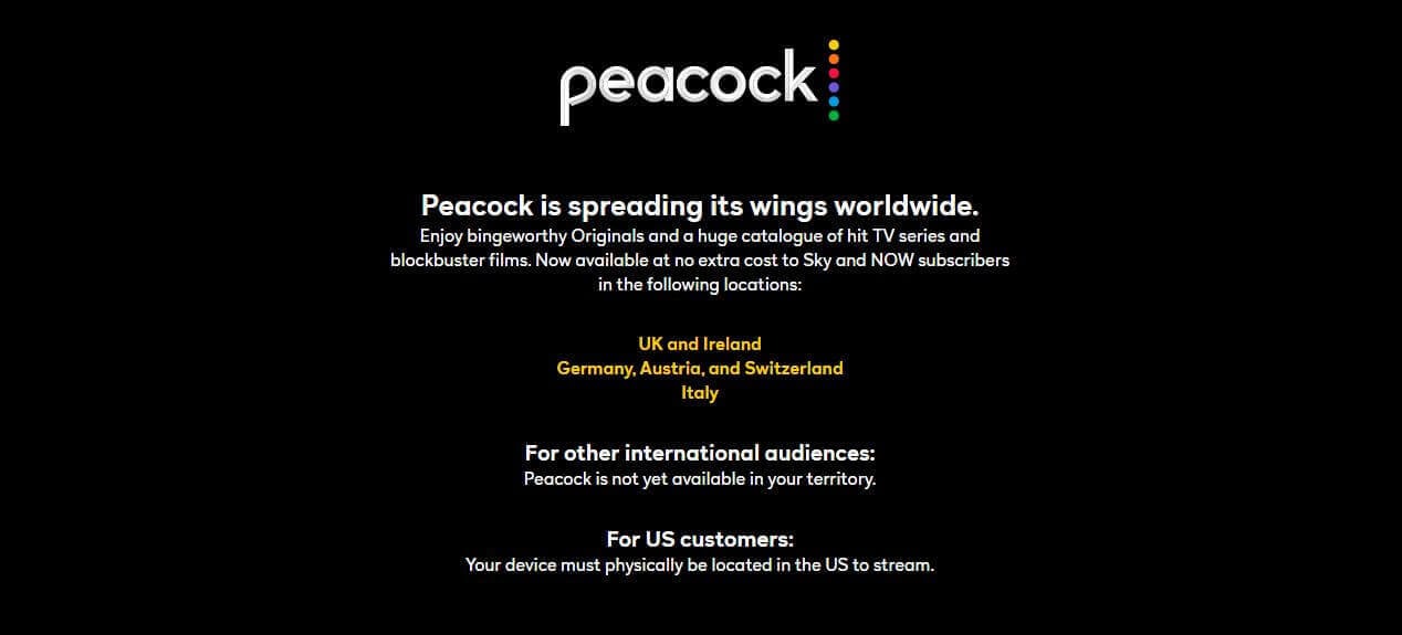 Peacock Error Message