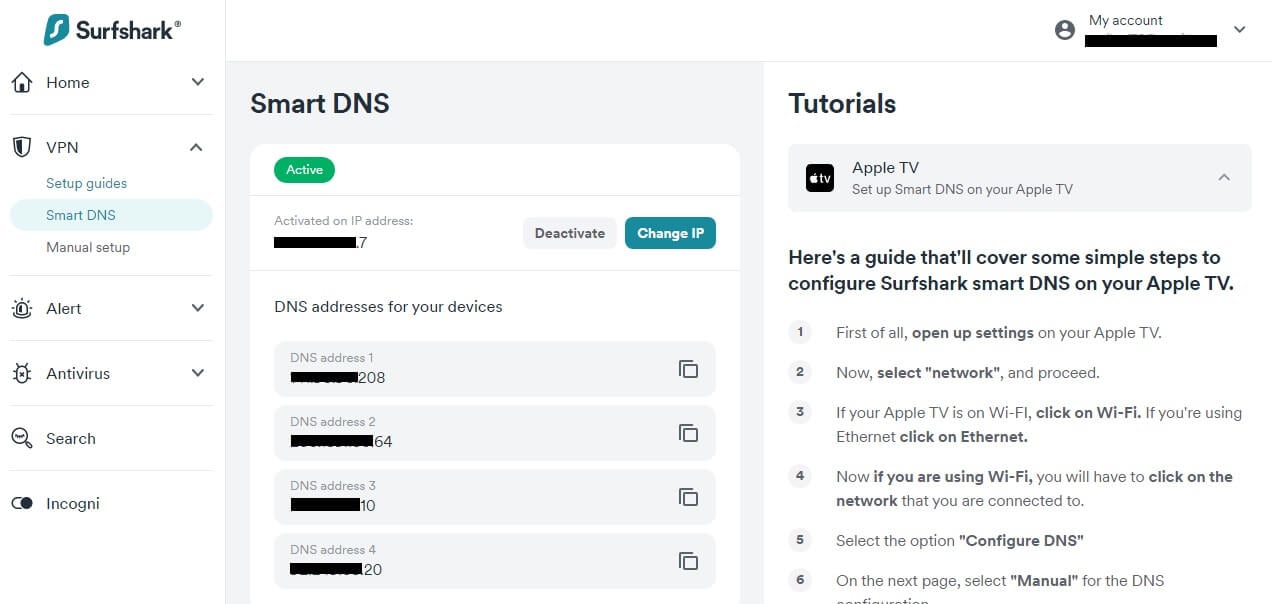 Smart DNS Surfshark