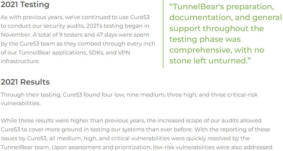 TunnelBear Audit