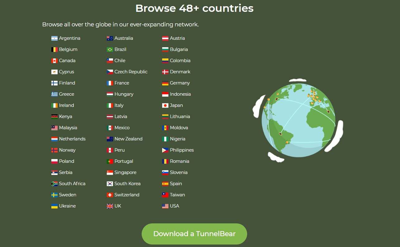 TunnelBear Servers