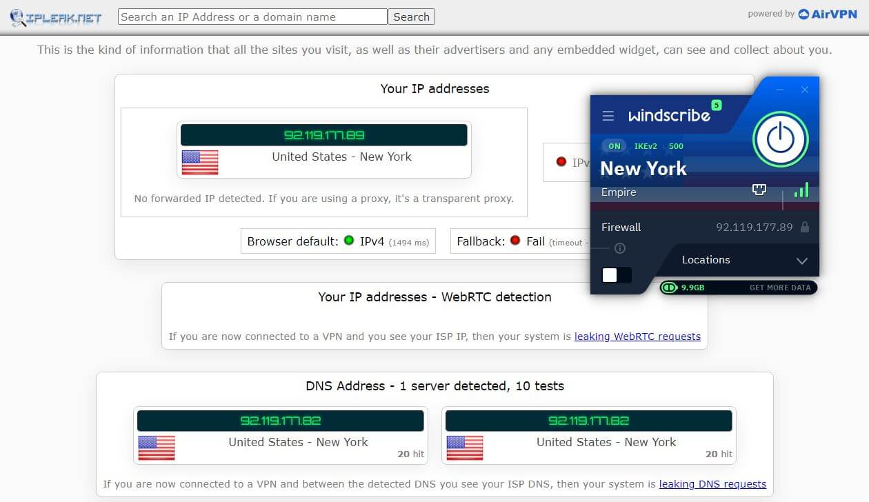 Windscribe IP Leak