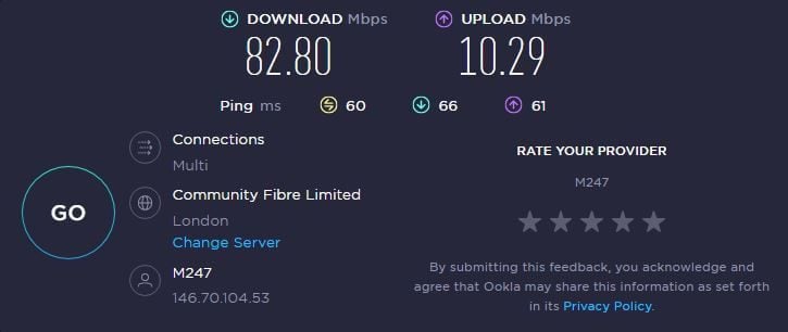 Windscribe UK Speed