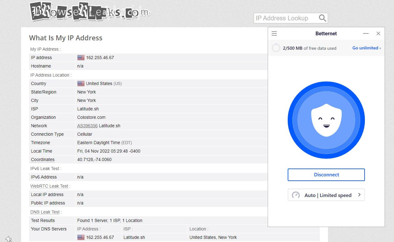 Betternet IP Leak 2
