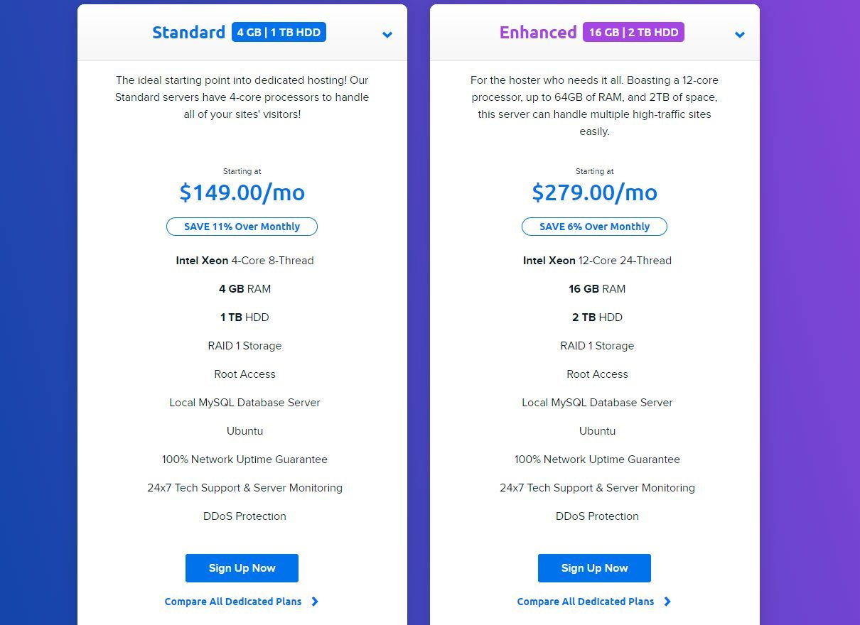 DreamHost Dedicated Hosting Plans