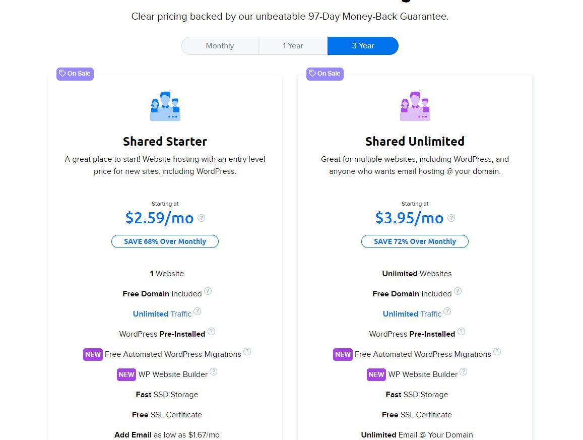 DreamHost Shared Hosting Plans