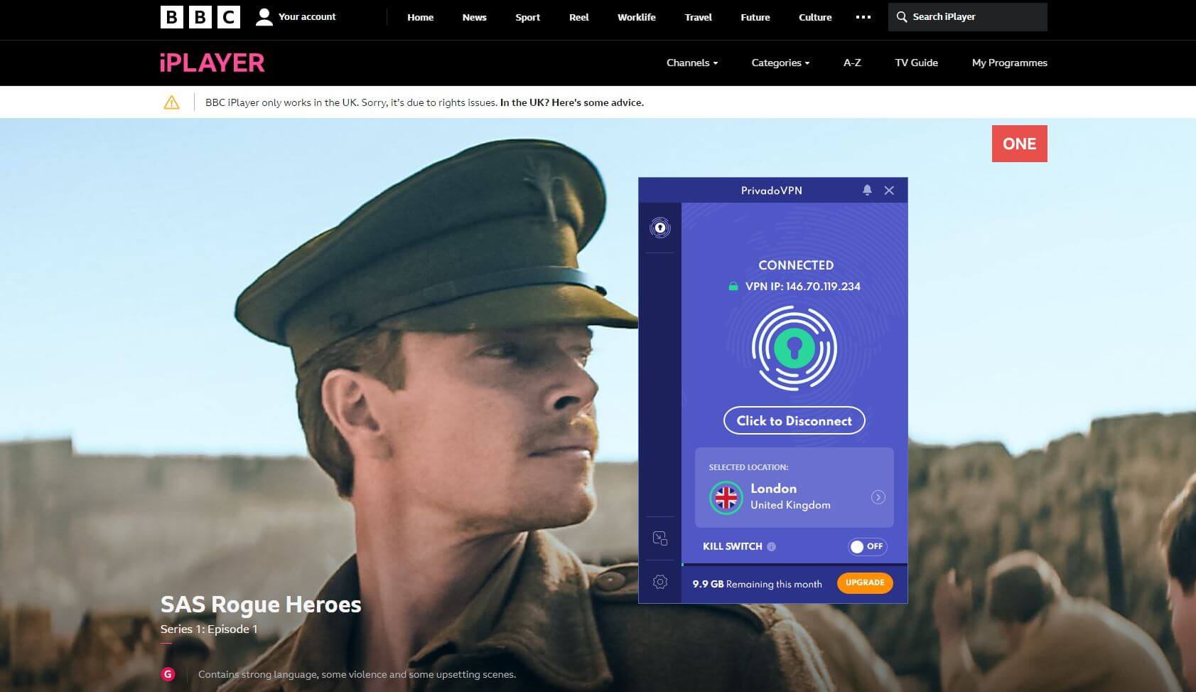 PrivadoVPN BBC iPlayer