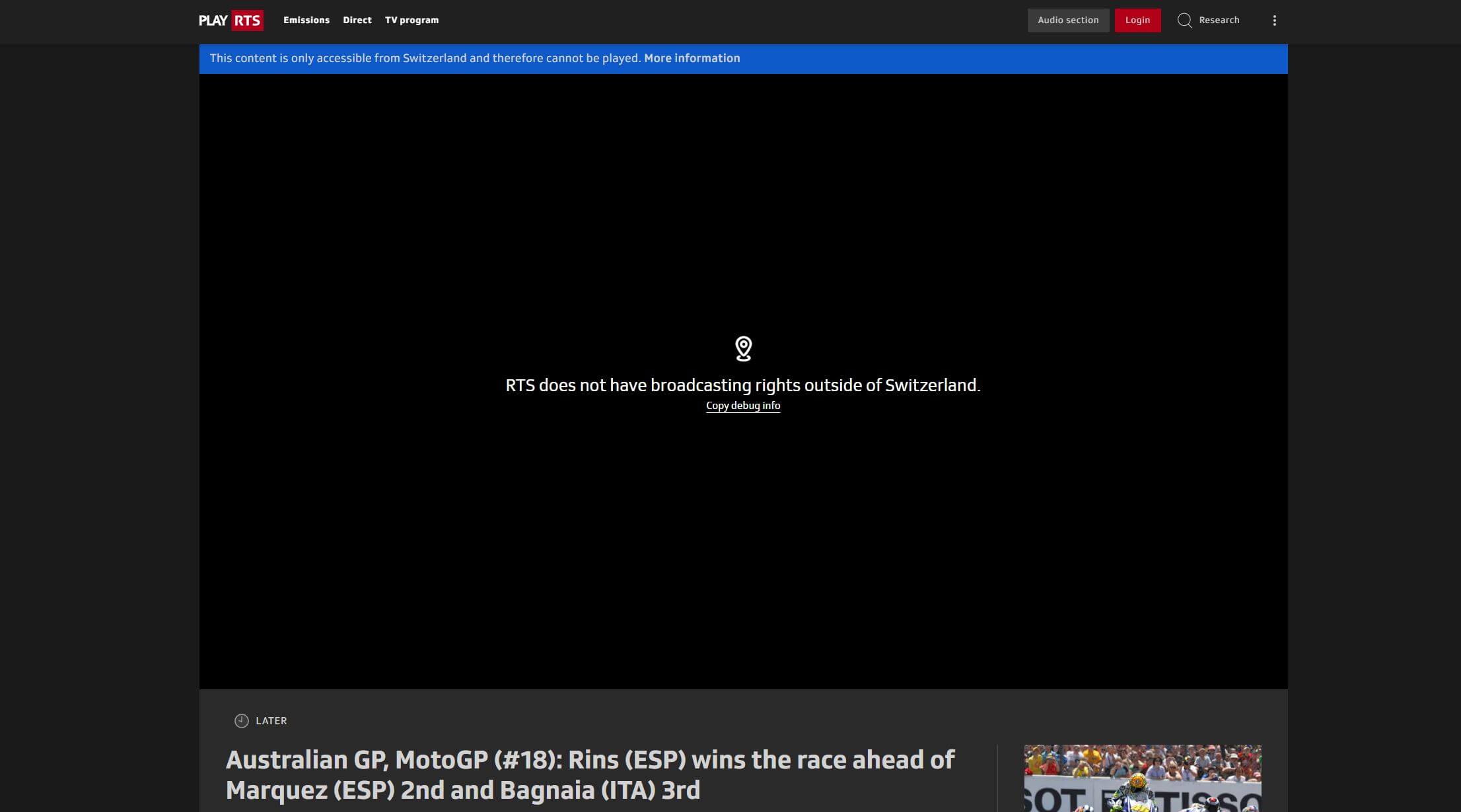 RTS MotoGP Error