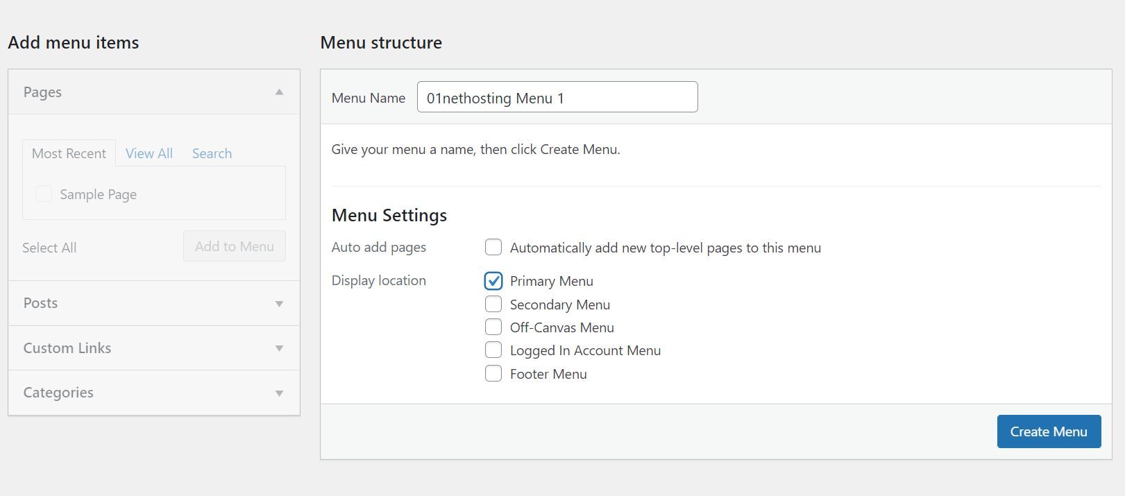 Create Menu