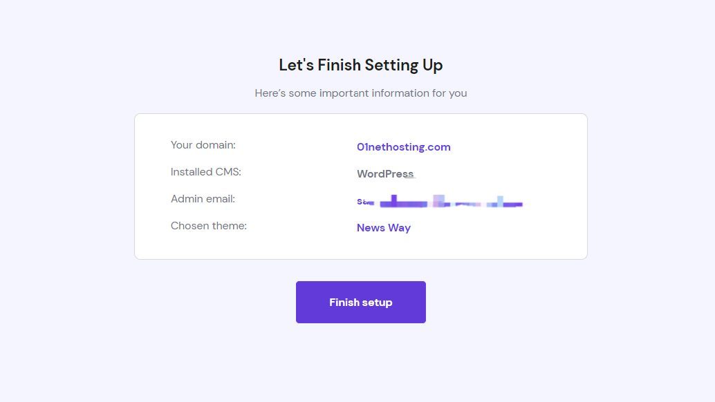 Create a WordPress Website - Finish Setup