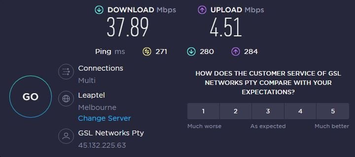 PureVPN Australia Speed