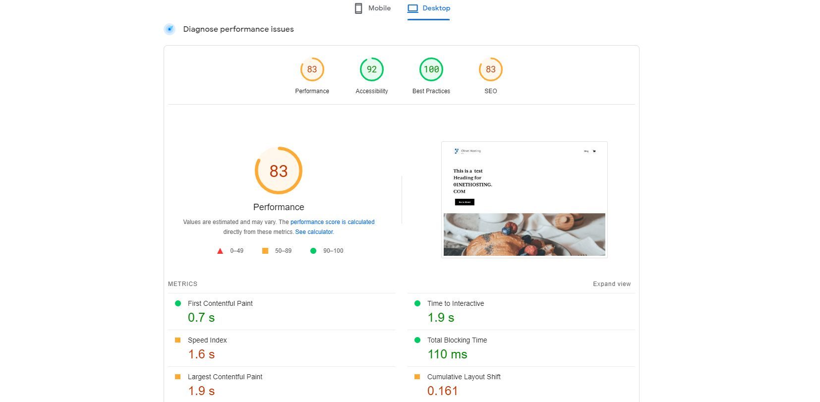 Squarespace PageSpeed Insights