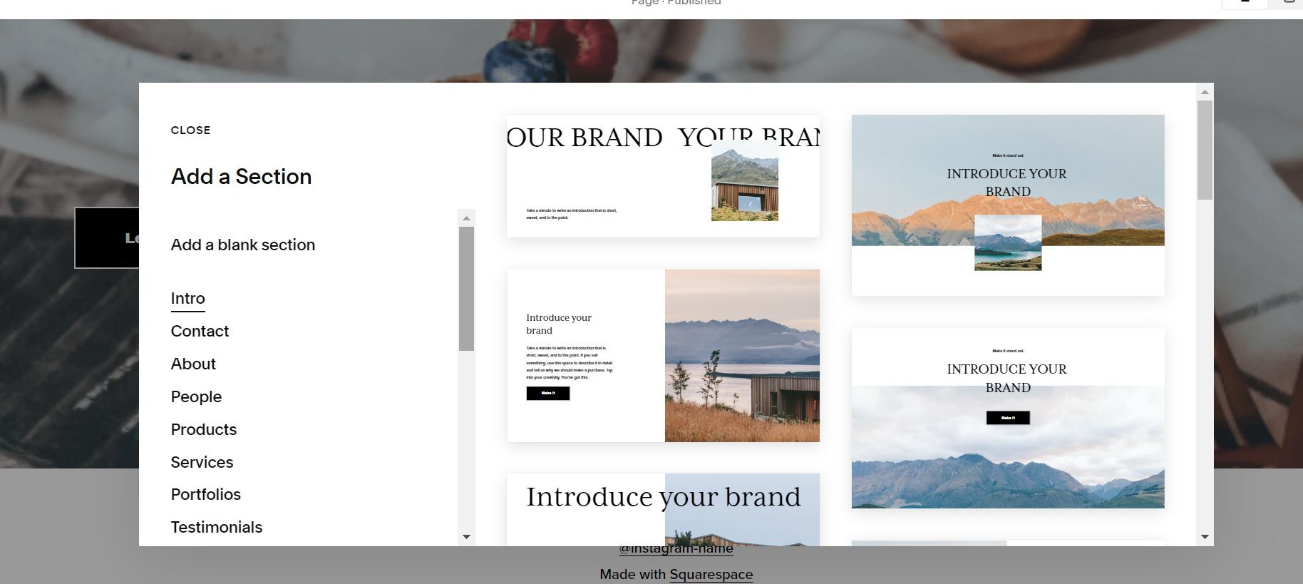 Squarespace Sections
