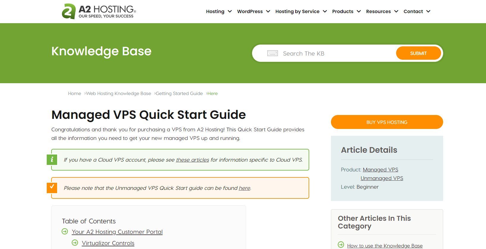 A2 Hosting Knowledge Base VPS
