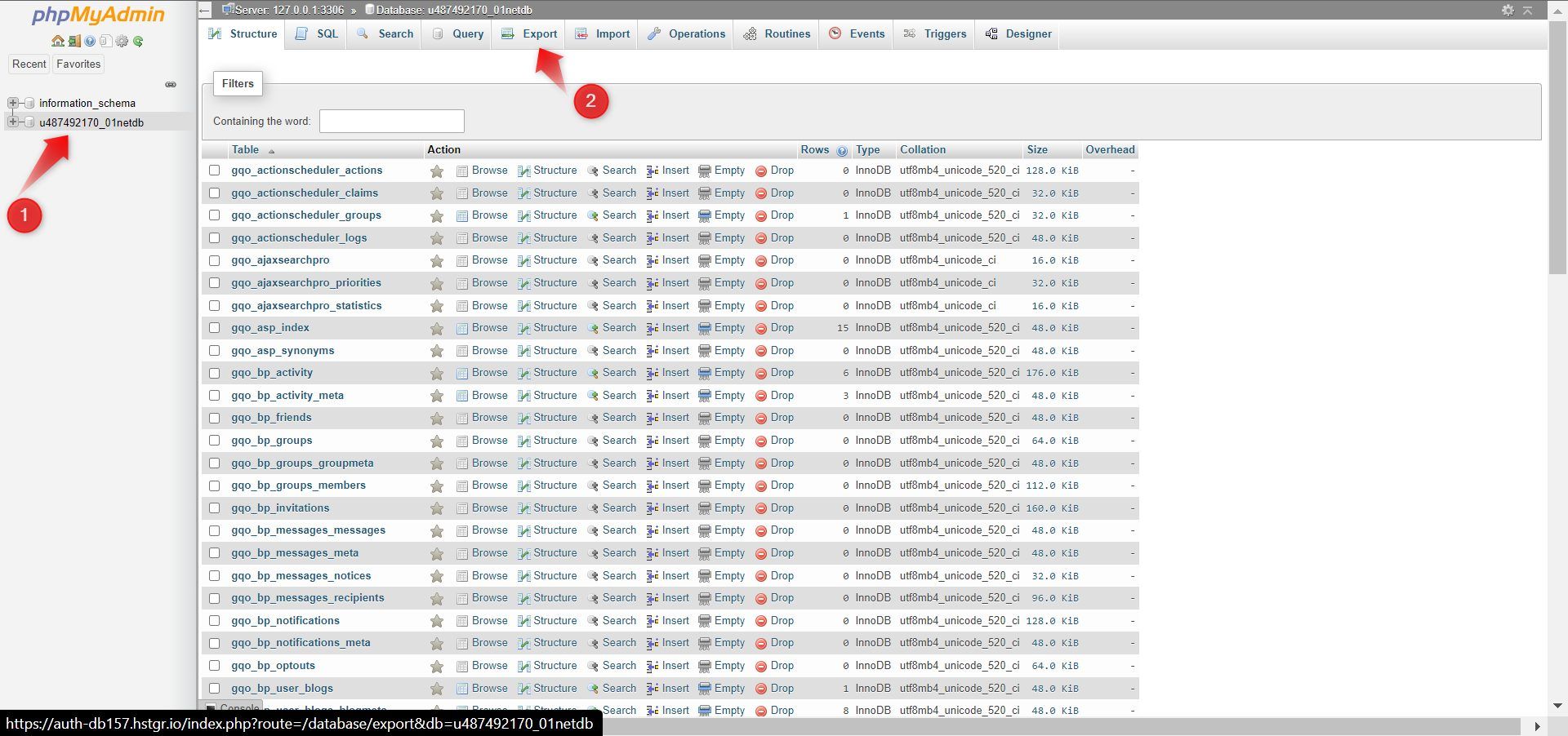 Export Database phpMyAdmin