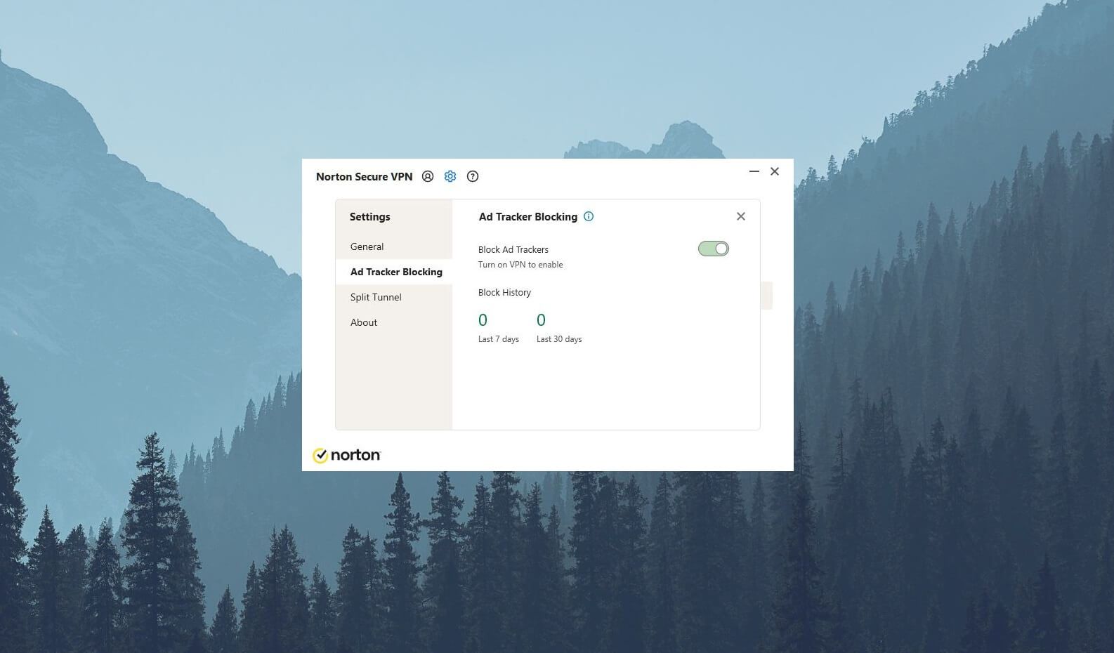 Norton VPN Ad Tracker Blocking