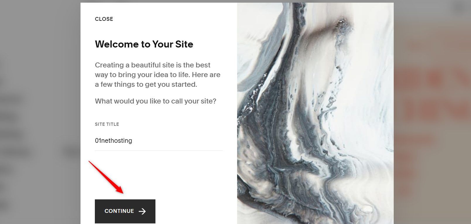 Click on Continue Squarespace