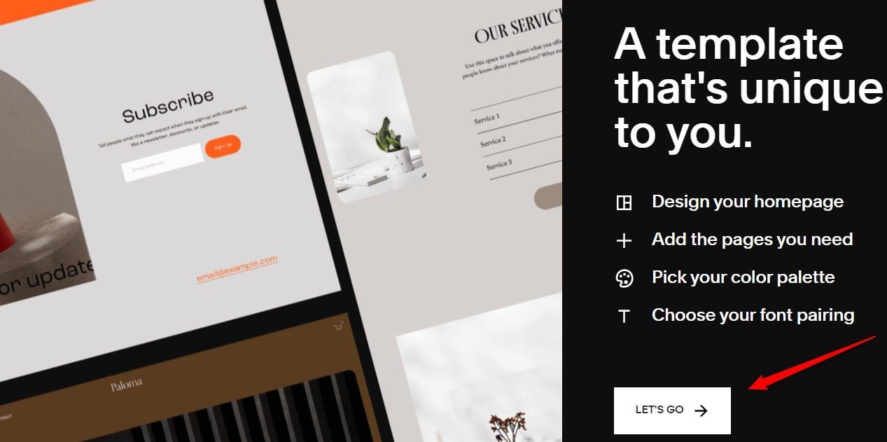 Click on Lets Go Squarespace