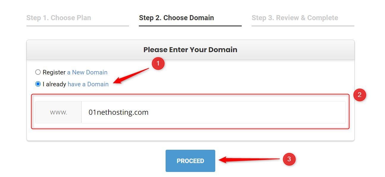 Enter Your Existing Domain for Checkout