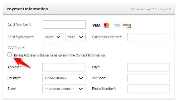 Enter Your Payment Information and Billing Address